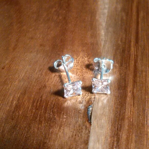 Pink Cubic Zirconia Sterling Silver Stud Earrings - Picture 4 of 7